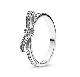 Echte 925 Sterling Zilver CZ Diamanten BOOG RING met Originele box set Fit stijl Bruiloft Verlovingssieraden voor Vrouwen Girls253H8281201