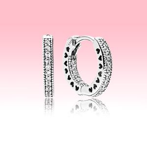 Pendiente de aro de diamante CZ de plata esterlina 925 real con caja original para Pandora Mujeres Conjunto de aretes de joyería de alta calidad