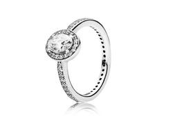 Anillo real de plata esterlina 925 CZ Diamond con LOGOTIPO y caja original Fit Pan style Joyería de compromiso de boda para mujeres W199