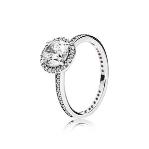 Véritable bague en argent sterling 925 avec diamants CZ avec coffret d'origine Fit Pandora style bague de mariage bijoux de fiançailles pour femmes filles