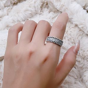 Véritable bague en argent sterling 925 avec diamants fit Pandora bagues de mariage bijoux de fiançailles pour femmes