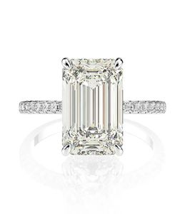 Real 925 Sterling Silver Emerald Cut Created Moissanite Diamond Wedding Rings For Women Luxury Proposal Engagement Ring 2011165960864