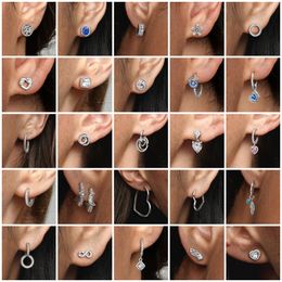 Réel 925 Sterling Silver Fashion Élégant Boucles D'oreilles De Haute Qualité avec Original Pandora Logo Femmes Bijoux Cadeaux Livraison Gratuite