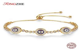 Real 925 Sterling Silver voor vrouwen Charms Evil Eye Lucky Hamsa Blue CZ Yellow Gold Tennis Bracelets Mens Jewelry6156876