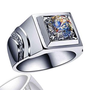 Echte 925 Sterling Zilveren Heren Ring Luxe Elegante Prachtige Grote Diamanten Moissanite Engagement Wedding Party Fijne Jewelry227q