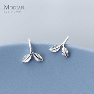 Réel 925 Sterling Silver minimaliste Arbre de Vie Hoop Boucles D'oreilles pour Femmes Feuilles Plante Oreille Cercle Cerceaux Brincos Bijoux 210707