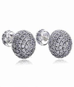 Echte 925 Sterling Silver Natural Crystal Ball oorbellen Fit stijl Zilveren sieraden voor vrouwen Diamond Disco kralen Stud Earring9518192