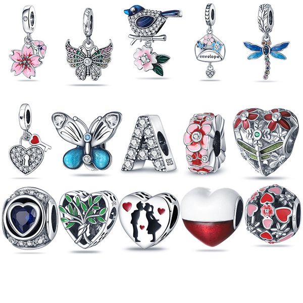 Véritable 925 Sterling Silver Pandora Charm Bird Jewelry Bracelet Pearl convient aux accessoires de mode de bricolage primitifs