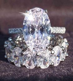 Real 925 Silver Silver Oval Anneau de mariage pour femmes Bande de fiançailles Éternité Big Dinger Jewelry Whole Lady Gift R53493158251