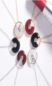 Collier en argent Sterling 925 véritable, amulette d'agate noire rouge, pendentif rond en or Rose, bijoux pour femmes 9988413