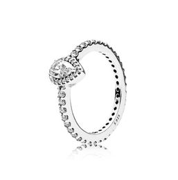 Real 925 Sterling Zilver Tear Drop CZ Diamond Ring met Logo en Originele Box Fit Pan Trouwring Engagement Sieraden voor Vrouwen W159
