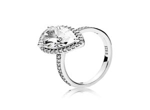 Echte 925 Sterling Zilver Tear drop CZ Diamanten RING met LOGO en Originele doos Fit Trouwring Verlovingssieraden voor Dames2643566