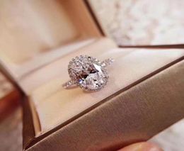 Real 925 Sterling Silver Tear Drop Diamond Ring en Original Box Fit Wedding Rings Betrokkenheid sieraden voor vrouwen8578633