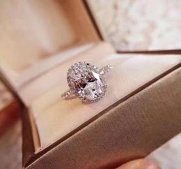 Real 925 Sterling Silver Tear Drop Diamond Ring en Original Box Fit Wedding Rings Betrokkenheid sieraden voor vrouwen8377729