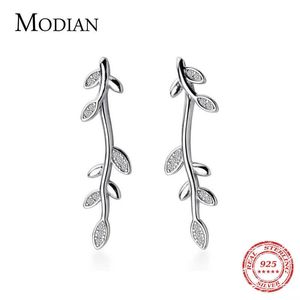 Réel 925 Sterling Silver Tree of Life Boucles d'oreilles pour les femmes Clear CZ Feuilles Pavées Amour Boucles D'oreilles Bijoux 210707