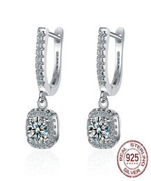 Real 925 Sterlingsilverjewelry Crystal CZ Zircon Charm Boucles d'oreilles pour femmes bijoux d'oreille XEH6261407793