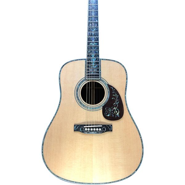 Guitare acoustique de Type D en épicéa massif de 41 pouces, véritable Abalone, touche en ébène, guitare en palissandre