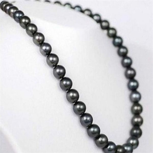 VRAI BEAU 17 5-12MM COLLIER DE PERLES NOIRES NATURELLES DE TAHITI