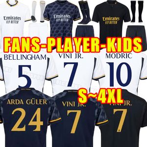 Real Benzema Soccer Jerseys 23/24 Champe de football Vini Alaba Bellingham Camavinga Modric Rudiger 2023 2024 Home Child Men Fans Joue Kids Kits Full Kits 3xl 4xl