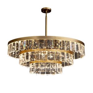 Real Brass K9 Crystal Led Hanglampen Nordic Luxe Romantisch Hotel Villa Restaurant Slaapkamer Indoor Decoratie Koperen Hanglamp