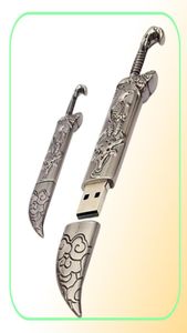 Echte capaciteit 16GB128GB USB 20 Metal Sword Model Flash Memory Stick opslag Penaandrijving7307496