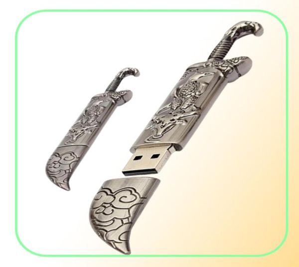 Capacité réelle 16GB 128GB USB 20 modèle d'épée en métal Flash mémoire bâton stockage pouce stylo Drive8761058