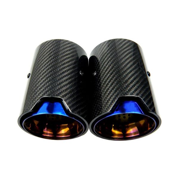 Punta de silenciador de tubo de escape de acero inoxidable quemado azul de fibra de carbono Real para BMW M Performance M2 F87 M3 F80 M4 F82 F83 M5 F10 M6 F12243C