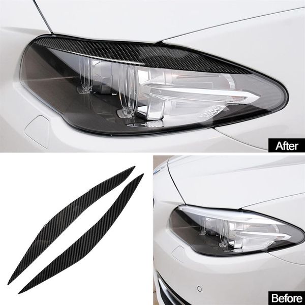 Faros delanteros de fibra de carbono Real, párpados para cejas para BMW F10 5 Series 2011-17, lámpara de faro delantero, cubierta embellecedora para cejas, accesorios 318l