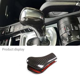 Garniture de couvercle de pommeau de levier de vitesse de Console centrale de voiture de style intérieur en Fiber de carbone véritable pour Porsche Cayenne 2011-2017 accessoires de voiture