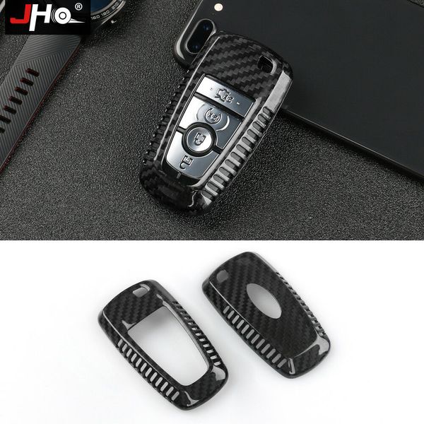 Coque de porte-clés à distance en fibre de carbone véritable pour Ford Explorer F150 Mustang 2018