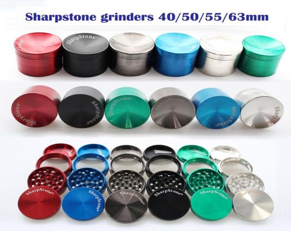 Real Colorful Sharpstone Herb Grinder alliage de zinc tabourant à plat et broyeurs concaves 40 55 63 mm 4 couches Grinder 9967711