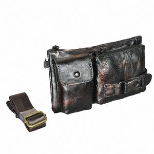 Echt Koe Lederen Mannen Koffie Vintage Reizen Fanny Heupriem Tas Borst Pakken Sling Bag Ontwerp Phe Sigarettenkoker Pouch mannelijke 8135 A5L0 #