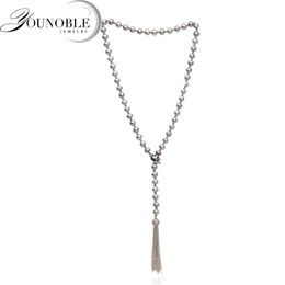 Collier Long de perles de culture d'eau douce grise pour femmes, pompon classique, cadeau d'anniversaire naturel pour filles, 220217