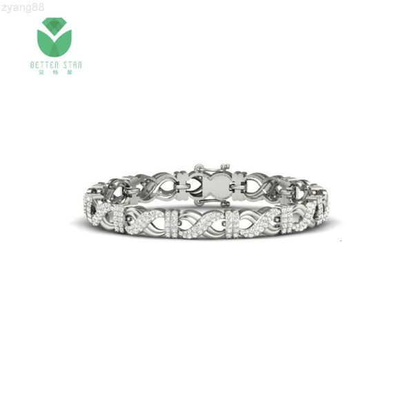 Bracelet de tennis en diamant véritable, bracelet en or blanc 18 carats avec nom en diamant