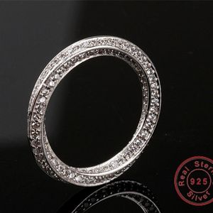 Echte eeuwigheid Ring Luxe Volledige steen 5A Zirkon Birthstone 925 Sterling Silver Women Wedding Ring Band Band Maat 5-10 Gift347A