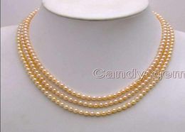 Real Fine 3Strand Natural 67mm Pink Pearls Unite Collier 17quot18quot19quot4049569