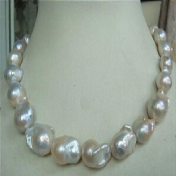 Véritable bijoux en perles fines énorme naturel 15-22mm collier de perles blanches australiennes de la mer du Sud 18 pouces 14K308S
