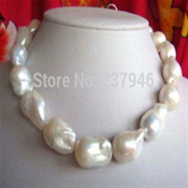 Véritables cordes de perles fines bijoux énorme naturel 20-25mm collier de perles blanches de la mer du sud australienne 19 pouces 14K237F