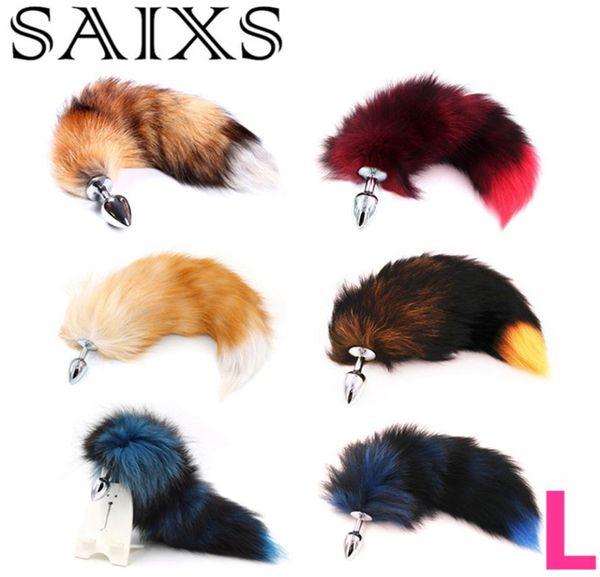 Real Fox Tails Anal Butt Plug Metal Anal Sex Toys Butt Butt Sex Games Games Play Cosplay Toys L Plug Drop 7850662