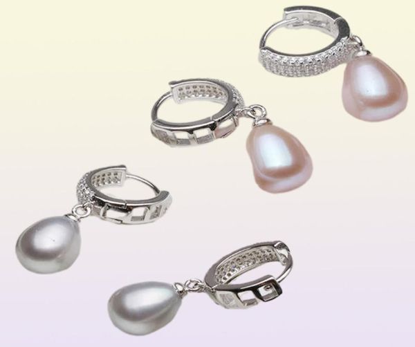 Vraies boucles d'oreilles en eau douce pour les femmes925 Silver Fine Bijoux Girls Natural Pearls Mariage Trendy White 2106186907607