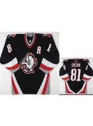 Real bordado completo hockey 81 200203 Miroslav Satan Game Worn Vintage Hockeys Jersey o personalizado cualquier nombre número Jerseys6346506