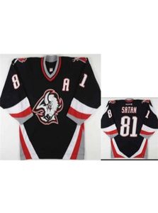 Real bordado completo hockey 81 200203 Miroslav Satan Game Worn Vintage Hockeys Jersey o personalizado cualquier nombre número Jerseys5237084