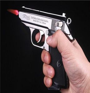 Pistolas de imitación de metal completa real Metal a prueba de viento 64 Modelo PPK Pistola Pistola con forma de gase de bombón de llamas de gas de gas de gas 2330823