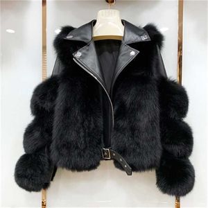 Manteaux de fourrure véritable avec cuir de peau de mouton véritable, veste de fourrure naturelle, vêtements d'extérieur de luxe pour femmes hiver 211110