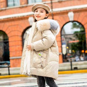 Vraie Fur Collar Girls Nouvelle veste d'hiver Down Parka chaleureuse 90% Down Fashion Snow porter des enfants veste épaisse enfants tenue J220718