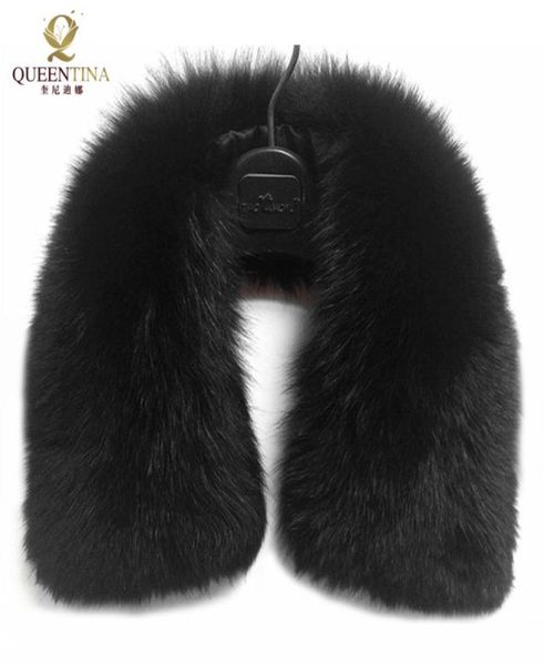 Cuello de piel de zorro real Bufanda de mujer negra Collares de mantón Envolturas de hombros Cuello de invierno Anillo cálido Bufanda de piel Mujer entera Y1811528098