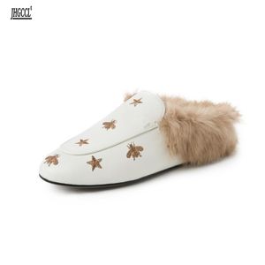 Real Fur Slippers Designer Casual Sandals For Women Web Celebrity Rabbit Hair Shoe Sandalen en Slippet0