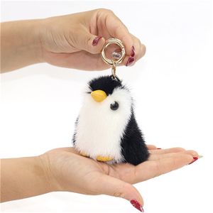 Echte echte bont Penguintoy Pop Pompom Ball Tas Charm Sleutelhanger Hanger Sleutelhanger