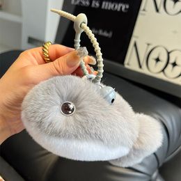 Real Rex Rex Rabbit Fur Dolphin Bag CHARM Keychain Accesorios de bolsas Teléfono Purse Posting Kids Juguetes Regalo