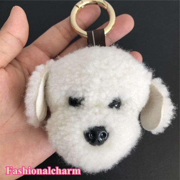 Chien réel Véritable fourrure en peau de mouton chiot Pompon boule Sac Charm Keyring Accessoires téléphone Sac à main cadeau